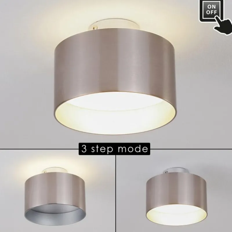 hofstein Plafonnier Baraboo LED Nickel mat, 2 lumières