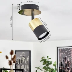 hofstein Plafonnier Barasat Laiton, Noir, 1 lumière