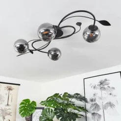 Luminaires Rustiques-hofstein Plafonnier Barasat LED Noir, 4 lumières