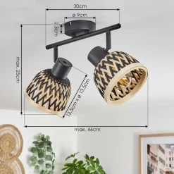 hofstein Plafonnier Barayn Noir, 2 lumières