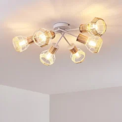 Luminaires Scandinaves-hofstein Plafonnier Barbacena Blanc, 6 lumières