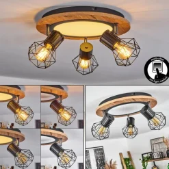 hofstein Plafonnier Bardhaman LED Chrome, Couleur bois, Noir, Blanc, 1 lumière