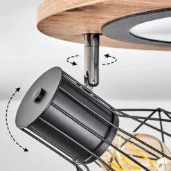 hofstein Plafonnier Bardhaman LED Chrome, Couleur bois, Noir, Blanc, 1 lumière