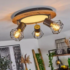 hofstein Plafonnier Bardhaman LED Chrome, Couleur bois, Noir, Blanc, 1 lumière