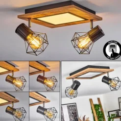 hofstein Plafonnier Bardhaman LED Chrome, Couleur bois, Noir, Blanc, 3 lumières