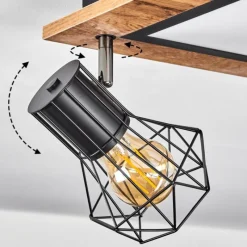 hofstein Plafonnier Bardhaman LED Chrome, Couleur bois, Noir, Blanc, 3 lumières