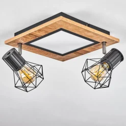 hofstein Plafonnier Bardhaman LED Chrome, Couleur bois, Noir, Blanc, 3 lumières