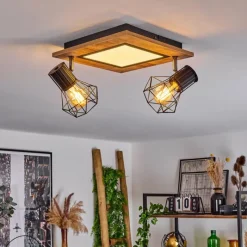 hofstein Plafonnier Bardhaman LED Chrome, Couleur bois, Noir, Blanc, 3 lumières