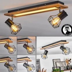 hofstein Plafonnier Bardhaman LED Chrome, Couleur bois, Noir, Blanc, 3 lumières