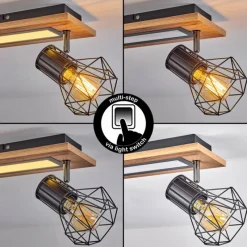 hofstein Plafonnier Bardhaman LED Chrome, Couleur bois, Noir, Blanc, 3 lumières