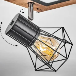 hofstein Plafonnier Bardhaman LED Chrome, Couleur bois, Noir, Blanc, 3 lumières