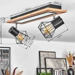 hofstein Plafonnier Bardhaman LED Chrome, Couleur bois, Noir, Blanc, 3 lumières