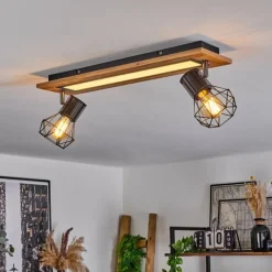 hofstein Plafonnier Bardhaman LED Chrome, Couleur bois, Noir, Blanc, 3 lumières