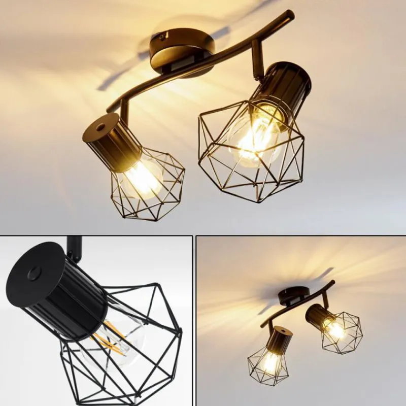 hofstein Plafonnier Bardhaman Noir, 2 lumières