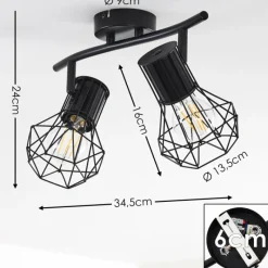 hofstein Plafonnier Bardhaman Noir, 2 lumières