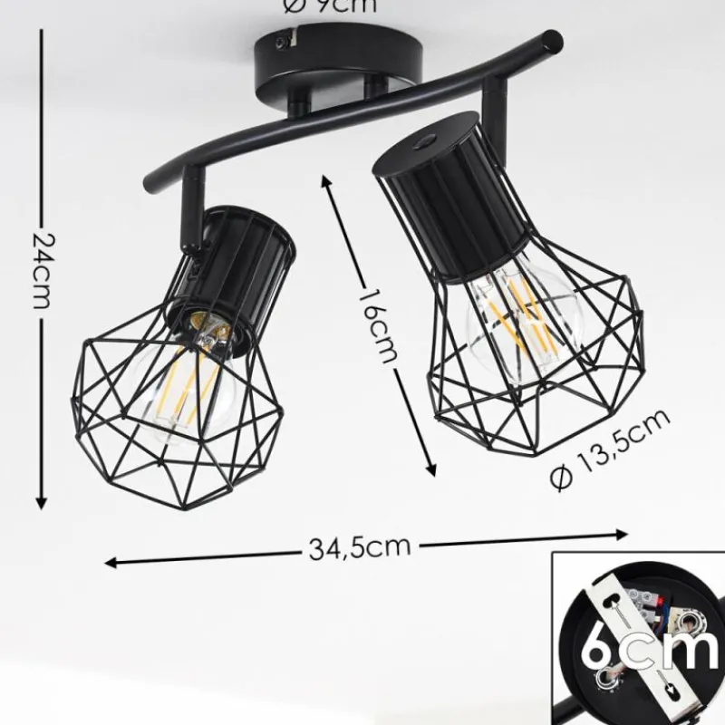 hofstein Plafonnier Bardhaman Noir, 2 lumières