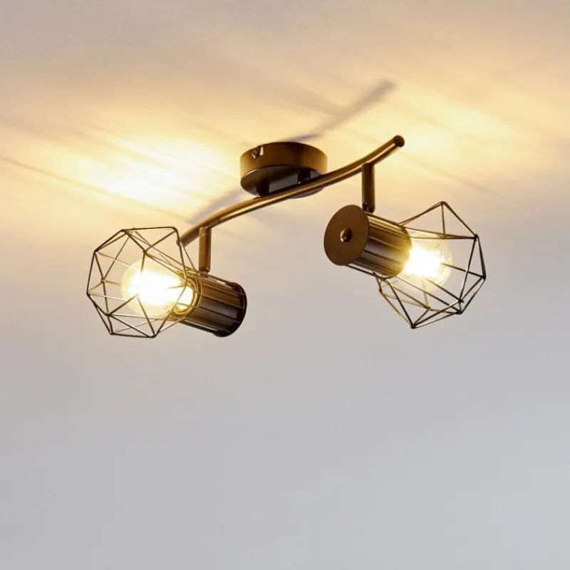 hofstein Plafonnier Bardhaman Noir, 2 lumières