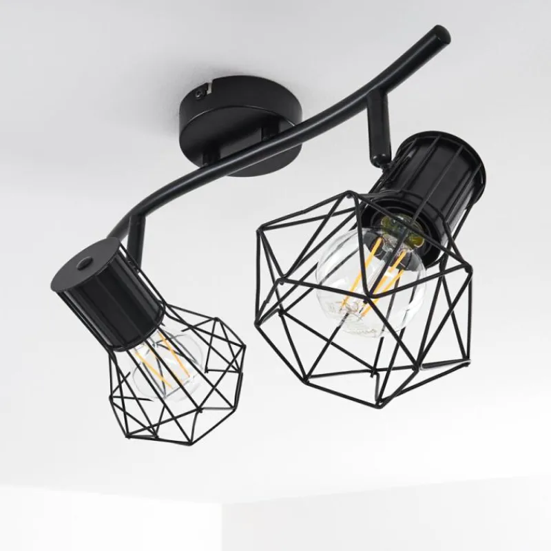 hofstein Plafonnier Bardhaman Noir, 2 lumières