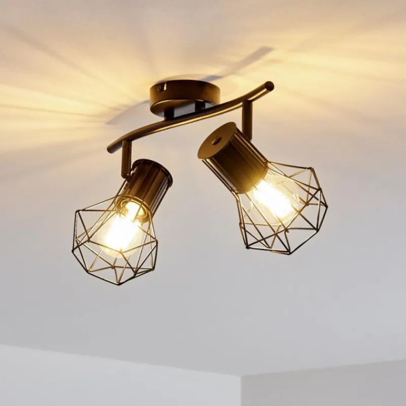 hofstein Plafonnier Bardhaman Noir, 2 lumières