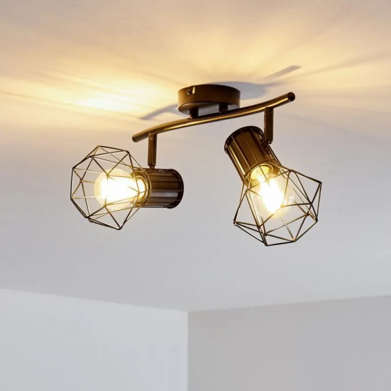 hofstein Plafonnier Bardhaman Noir, 2 lumières