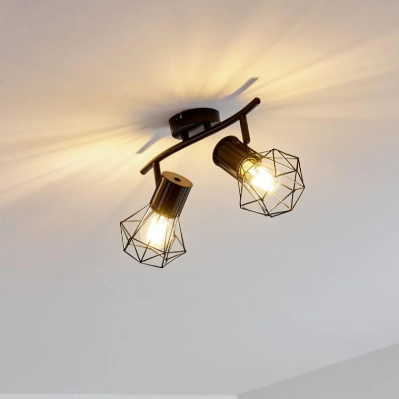 hofstein Plafonnier Bardhaman Noir, 2 lumières