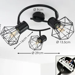 hofstein Plafonnier Bardhaman Noir, 3 lumières