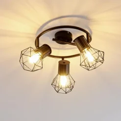 hofstein Plafonnier Bardhaman Noir, 3 lumières