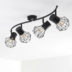 hofstein Plafonnier Bardhaman Noir, 4 lumières