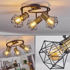 Lampes Industrielles-hofstein Plafonnier Bardhaman Noir, 3 lumières