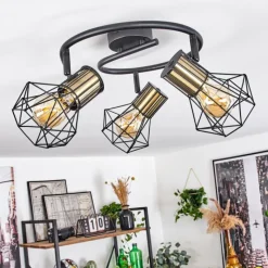 Lampes Industrielles-hofstein Plafonnier Bardhaman Noir, 3 lumières