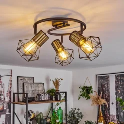 Lampes Industrielles-hofstein Plafonnier Bardhaman Noir, 3 lumières