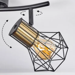 Lampes Industrielles-hofstein Plafonnier Bardhaman Noir, 2 lumières