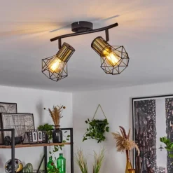 Lampes Industrielles-hofstein Plafonnier Bardhaman Noir, 2 lumières