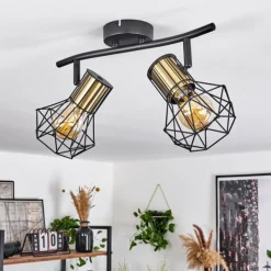 Lampes Industrielles-hofstein Plafonnier Bardhaman Noir, 2 lumières