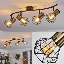 Lampes Industrielles-hofstein Plafonnier Bardhaman Noir, 4 lumières