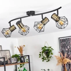 Lampes Industrielles-hofstein Plafonnier Bardhaman Noir, 4 lumières