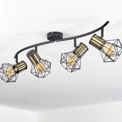 Lampes Industrielles-hofstein Plafonnier Bardhaman Noir, 4 lumières