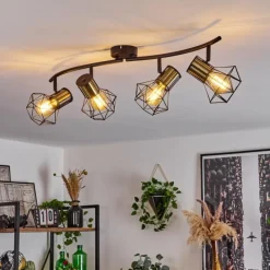 Lampes Industrielles-hofstein Plafonnier Bardhaman Noir, 4 lumières