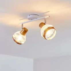 Luminaires Scandinaves-hofstein Plafonnier Bariloche Chrome, Blanc, 2 lumières