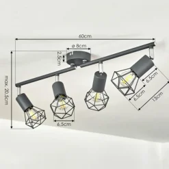 hofstein Plafonnier Baripada Anthracite, Chrome, 4 lumières