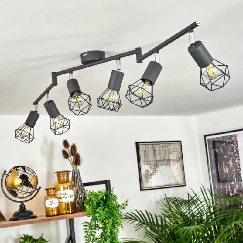 hofstein Plafonnier Baripada Anthracite, Chrome, 6 lumières