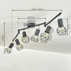 hofstein Plafonnier Baripada Anthracite, Chrome, 6 lumières