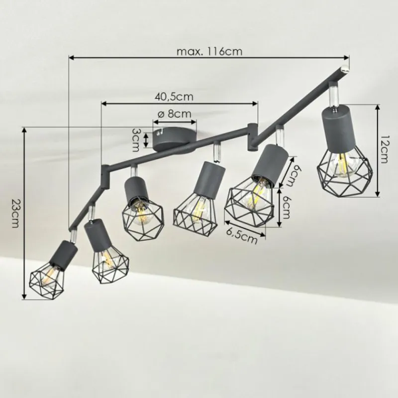 hofstein Plafonnier Baripada Anthracite, Chrome, 6 lumières