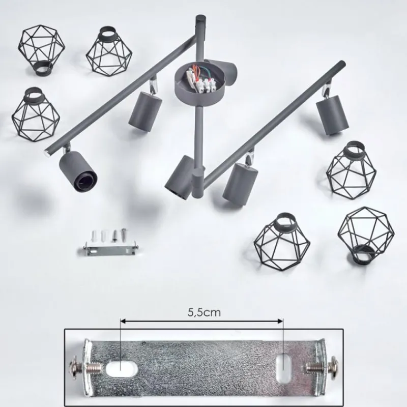 hofstein Plafonnier Baripada Anthracite, Chrome, 6 lumières