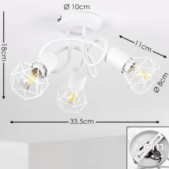 Lampes Vintages & Rétros-hofstein Plafonnier Baripada Blanc, 3 lumières