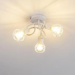 Lampes Vintages & Rétros-hofstein Plafonnier Baripada Blanc, 3 lumières