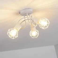 Lampes Vintages & Rétros-hofstein Plafonnier Baripada Blanc, 3 lumières