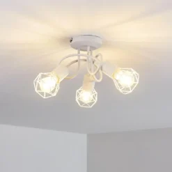 Lampes Vintages & Rétros-hofstein Plafonnier Baripada Blanc, 3 lumières