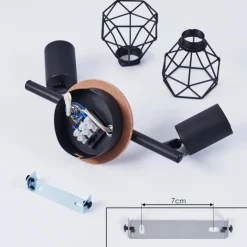 hofstein Plafonnier Baripada Bois foncé, Noir, 2 lumières