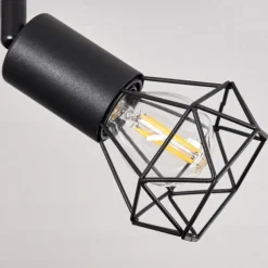 hofstein Plafonnier Baripada Bois foncé, Noir, 4 lumières